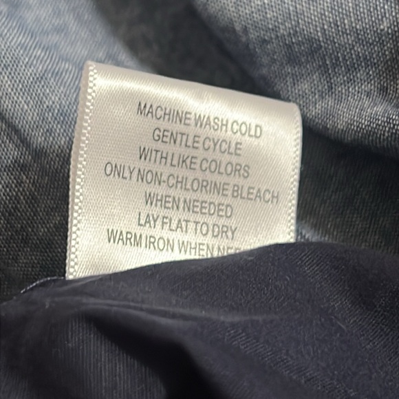 Modcloth Navy Blue Chambray Polka Dot Pleated Flare 50's Skirt EUC Sz S - Picture 7 of 11